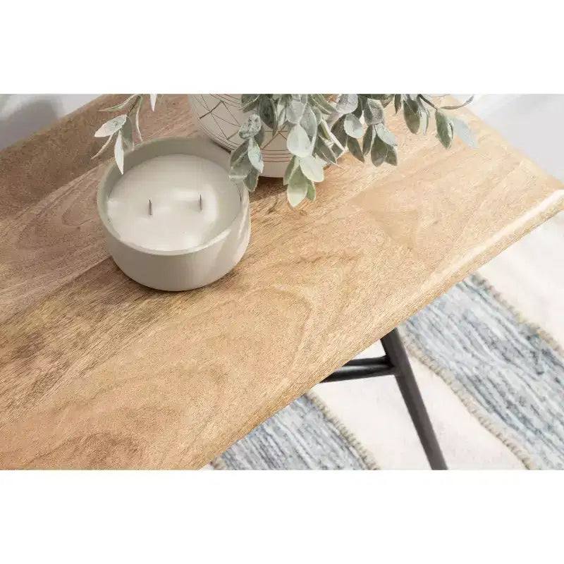 Kate and Laurel Pallson Rectangle Wood Bench, 36x14x20, Natural and Black