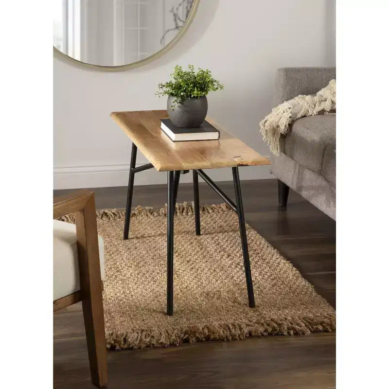 Kate and Laurel Pallson Rectangle Wood Bench, 36x14x20, Natural and Black
