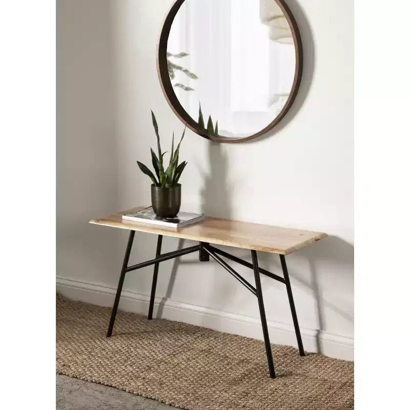 Kate and Laurel Pallson Rectangle Wood Bench, 36x14x20, Natural and Black