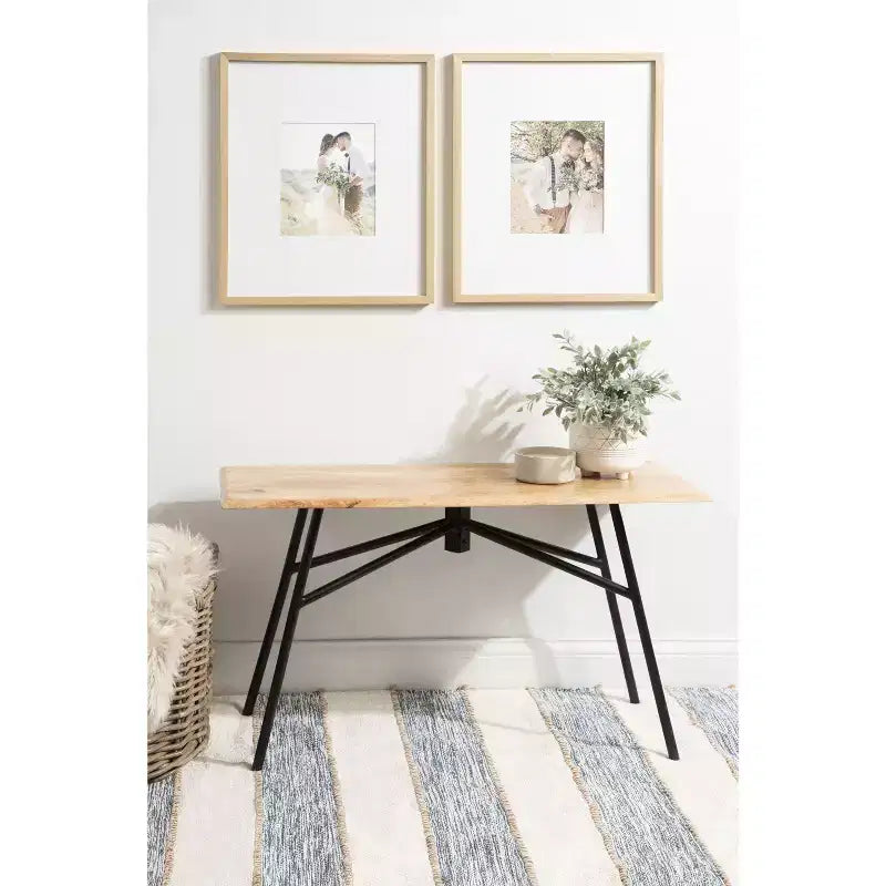 Kate and Laurel Pallson Rectangle Wood Bench, 36x14x20, Natural and Black