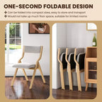 Costway Folding Dining Chair Set of 2 Wooden Upholstered Modern Linen Fabric Padded Seat