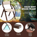 Costway Folding Dining Chair Set of 2 Wooden Upholstered Modern Linen Fabric Padded Seat
