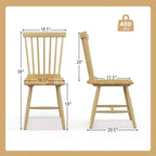 Costway Windsor Dining Chairs Set of 2 Armless Spindle Back Solid Rubber Wood Black/Natural