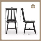 Costway Windsor Dining Chairs Set of 2 Armless Spindle Back Solid Rubber Wood Black/Natural