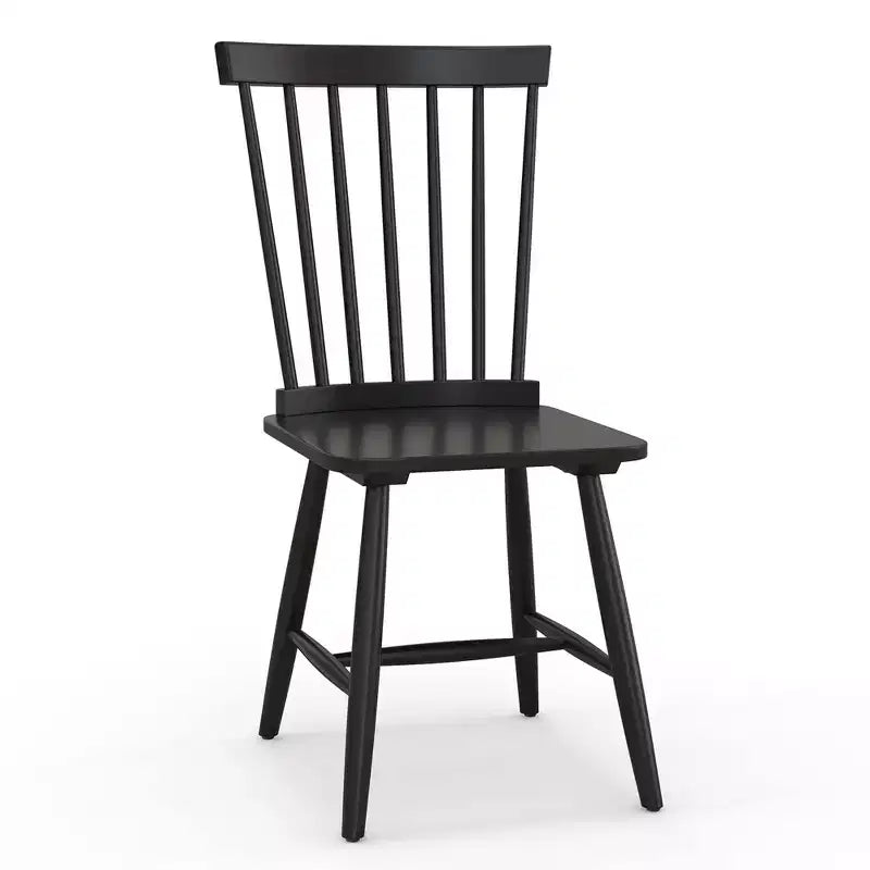Costway Windsor Dining Chairs Set of 2 Armless Spindle Back Solid Rubber Wood Black/Natural