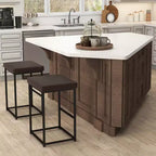 Costway 30 Barstools Set of 2 Upholstered Bar Height Chairs PU Leather w/Footrest Brown/Black/Grey