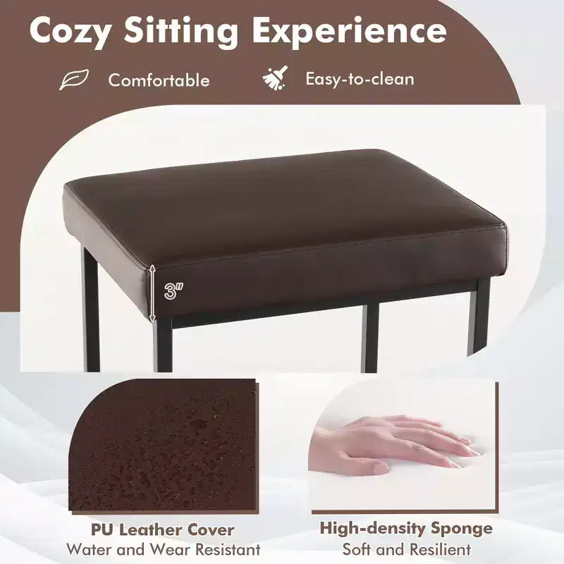 Costway 30 Barstools Set of 2 Upholstered Bar Height Chairs PU Leather w/Footrest Brown/Black/Grey