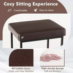 Costway 30 Barstools Set of 2 Upholstered Bar Height Chairs PU Leather w/Footrest Brown/Black/Grey