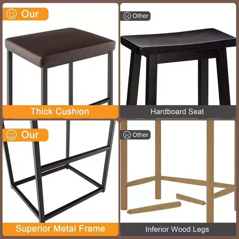 Costway 30 Barstools Set of 2 Upholstered Bar Height Chairs PU Leather w/Footrest Brown/Black/Grey