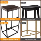 Costway 30 Barstools Set of 2 Upholstered Bar Height Chairs PU Leather w/Footrest Brown/Black/Grey