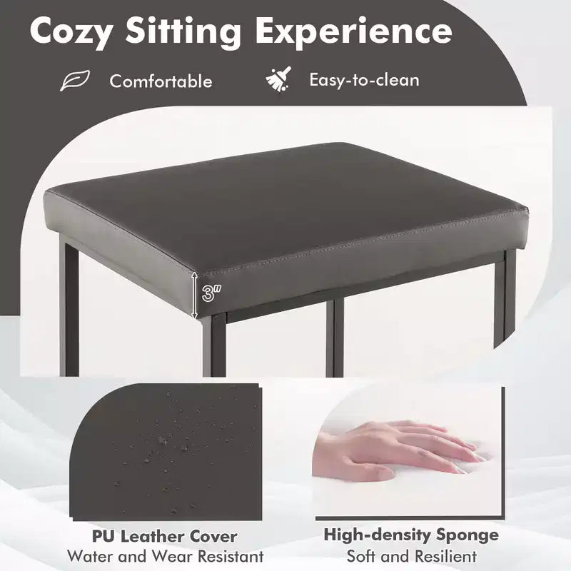 Costway 30 Barstools Set of 2 Upholstered Bar Height Chairs PU Leather w/Footrest Brown/Black/Grey