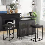 Costway 30 Barstools Set of 2 Upholstered Bar Height Chairs PU Leather w/Footrest Brown/Black/Grey