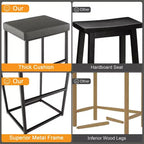Costway 30 Barstools Set of 2 Upholstered Bar Height Chairs PU Leather w/Footrest Brown/Black/Grey