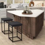 Costway 30 Barstools Set of 2 Upholstered Bar Height Chairs PU Leather w/Footrest Brown/Black/Grey