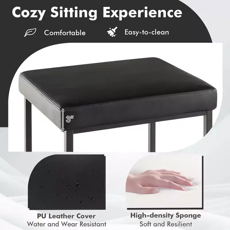 Costway 30 Barstools Set of 2 Upholstered Bar Height Chairs PU Leather w/Footrest Brown/Black/Grey