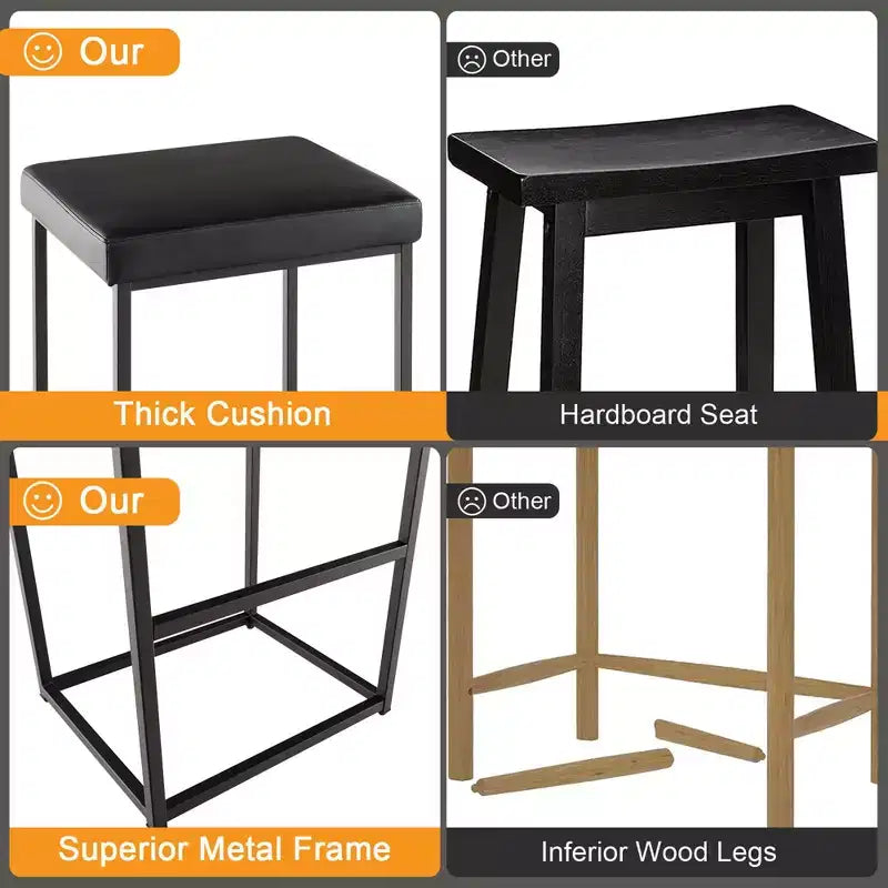 Costway 30 Barstools Set of 2 Upholstered Bar Height Chairs PU Leather w/Footrest Brown/Black/Grey