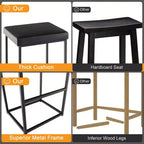 Costway 30 Barstools Set of 2 Upholstered Bar Height Chairs PU Leather w/Footrest Brown/Black/Grey