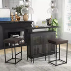 Costway 30 Barstools Set of 2 Upholstered Bar Height Chairs PU Leather w/Footrest Brown/Black/Grey