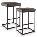 Costway 30 Barstools Set of 2 Upholstered Bar Height Chairs PU Leather w/Footrest Brown/Black/Grey