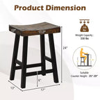 Costway 24 Bar Stool Set of 2 Counter Height Solid Wood Curved Saddle Seat Footrest