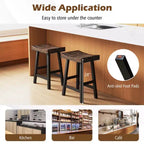 Costway 24 Bar Stool Set of 2 Counter Height Solid Wood Curved Saddle Seat Footrest