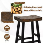 Costway 24 Bar Stool Set of 2 Counter Height Solid Wood Curved Saddle Seat Footrest