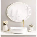 Kate and Laurel Mansell Oval Framed Wall Mirror, 24x30, White