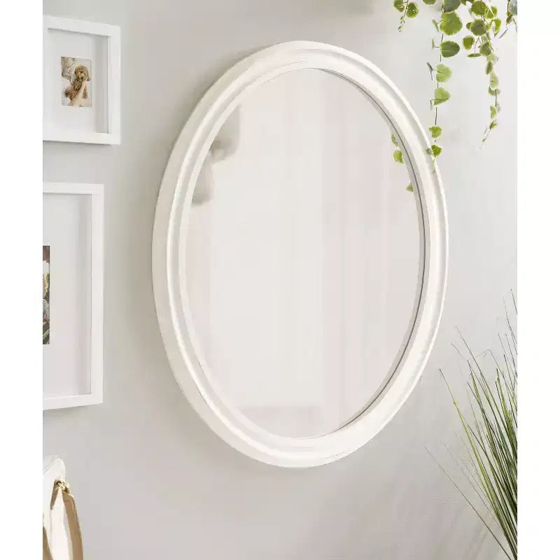 Kate and Laurel Mansell Oval Framed Wall Mirror, 24x30, White