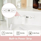 Makeup Vanity with Drawers, White Vanity Desk with Mirror and Lights in 3 Colors 12 LED