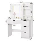 Makeup Vanity with Drawers, White Vanity Desk with Mirror and Lights in 3 Colors 12 LED