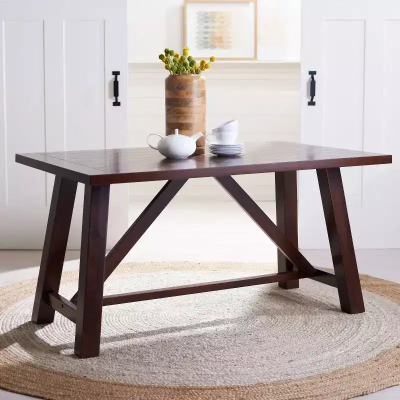 Ainslee Rectangle Dining Table - DTB9217A - Brown - Safavieh