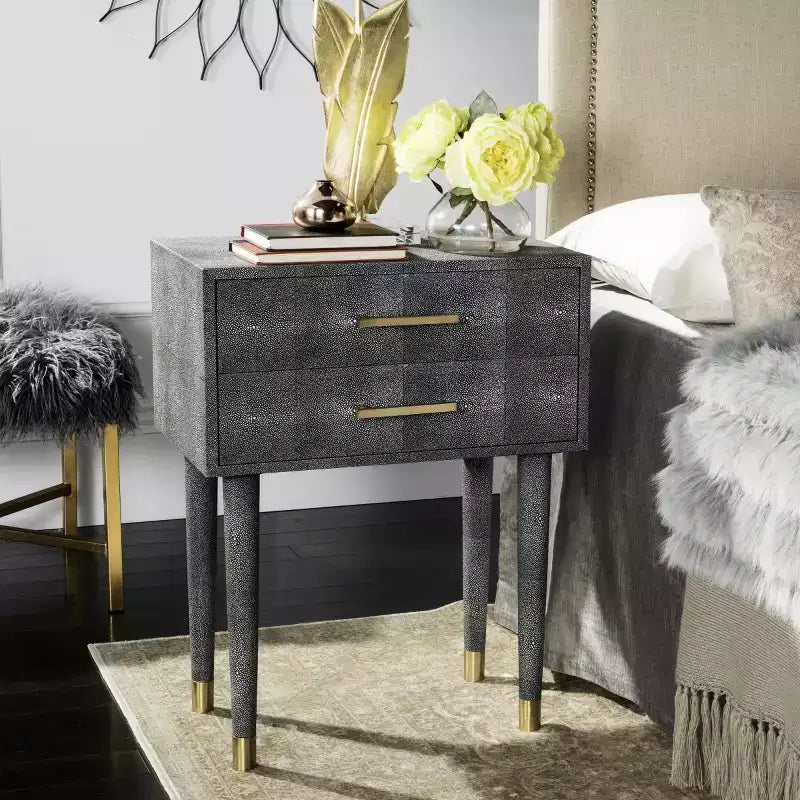 Tavolino Nour Faux Shagreen - SFV1520B - Nero - Safavieh Couture