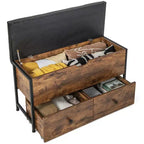 Costway Storage Ottoman Bench Flip Top Wooden Storage Chest with Cushion & 2 Drawers