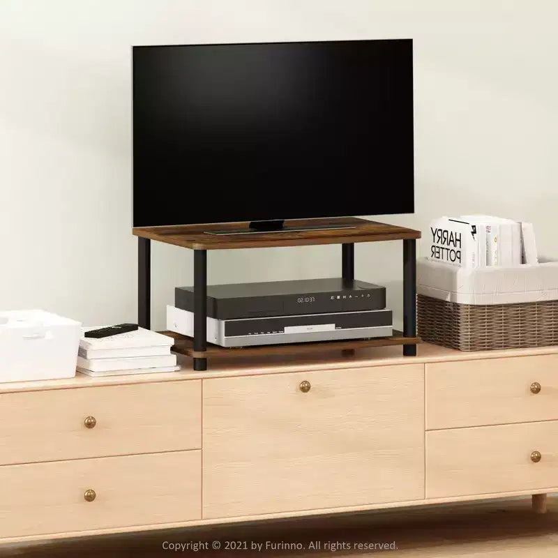 Furinno Industrial TV Stands Media Entertainment Center with 2-tier Open Storage Shelves