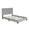 Furinno Full/Queen Size Upholstered Bed Frame Button Tufted Headboard Bedframe 12PC Slat Mattress Foundation,Gray