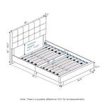 Furinno Full/Queen Size Upholstered Bed Frame Button Tufted Headboard Bedframe 12PC Slat Mattress Foundation,Gray