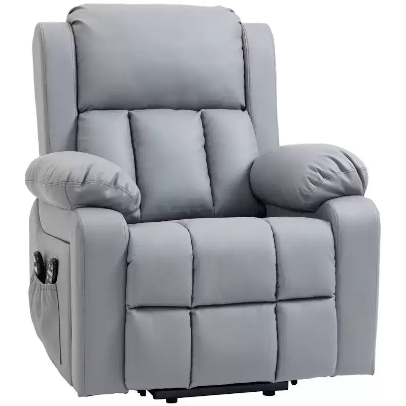 HOMCOM Electric Power Lift Chair for Elderly with Vibration Massage, Remote Control, Side Pockets, Gray