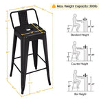Yaheetech 30 H Metal Bar Stools Set of 4 for Home Restaurant, Black