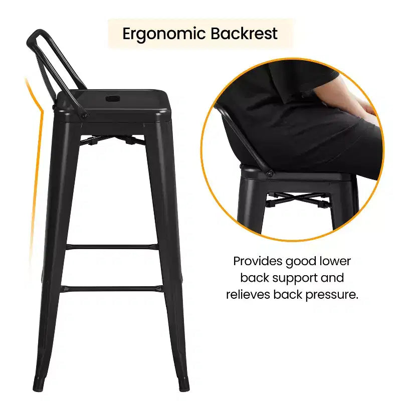 Yaheetech 30 H Metal Bar Stools Set of 4 for Home Restaurant, Black
