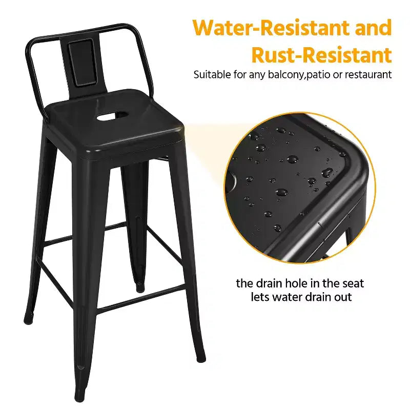Yaheetech 30 H Metal Bar Stools Set of 4 for Home Restaurant, Black