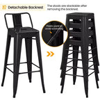 Yaheetech 30 H Metal Bar Stools Set of 4 for Home Restaurant, Black