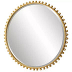 Uttermost Round Vanity Decorative Wall Mirror Modern Beveled Gold Leaf Iron Frame 32 Wide for Bathroom Bedroom Living Room Home