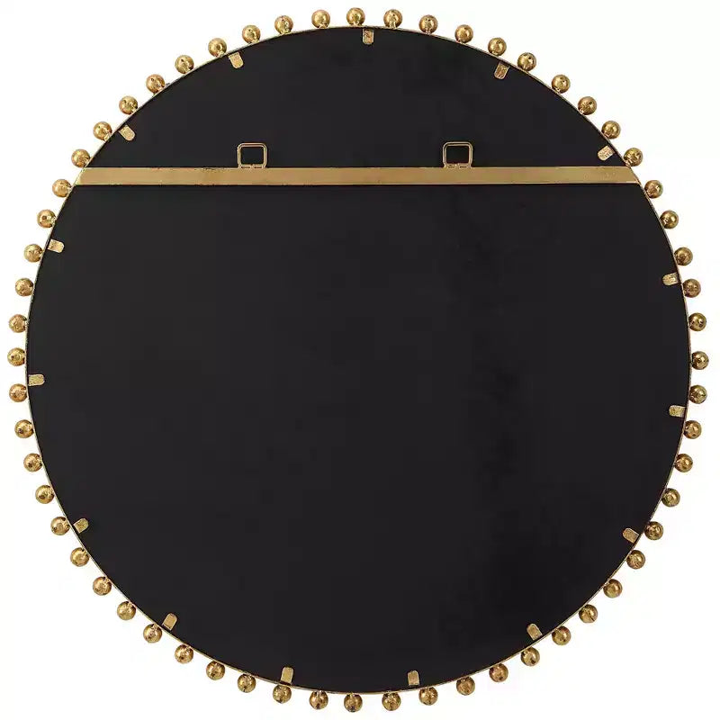 Uttermost Round Vanity Decorative Wall Mirror Modern Beveled Gold Leaf Iron Frame 32 Wide for Bathroom Bedroom Living Room Home