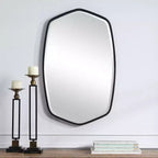 Uttermost Vanity Accent Wall Mirror Modern Beveled Satin Black Iron Metal Frame 22 1/4 Wide for Bathroom Bedroom Living Room Home