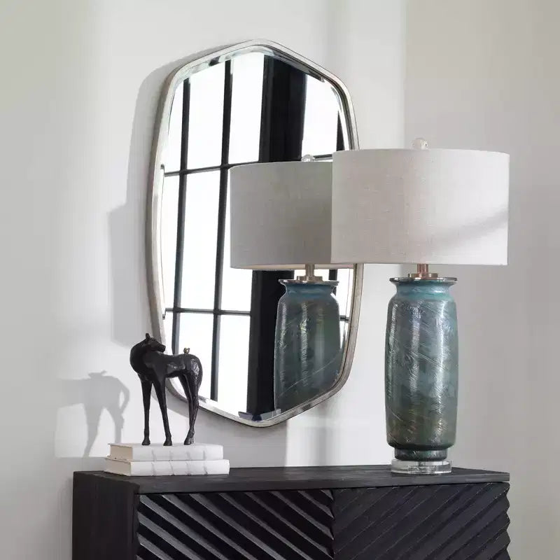 Uttermost Vanity Accent Wall Mirror Modern Beveled Satin Black Iron Metal Frame 22 1/4 Wide for Bathroom Bedroom Living Room Home