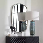 Uttermost Vanity Accent Wall Mirror Modern Beveled Satin Black Iron Metal Frame 22 1/4 Wide for Bathroom Bedroom Living Room Home