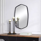 Uttermost Vanity Accent Wall Mirror Modern Beveled Satin Black Iron Metal Frame 22 1/4 Wide for Bathroom Bedroom Living Room Home