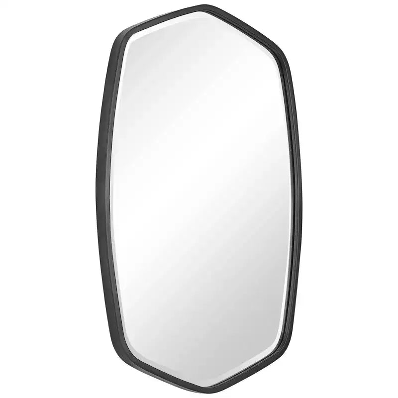 Uttermost Vanity Accent Wall Mirror Modern Beveled Satin Black Iron Metal Frame 22 1/4 Wide for Bathroom Bedroom Living Room Home
