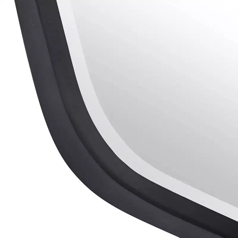 Uttermost Vanity Accent Wall Mirror Modern Beveled Satin Black Iron Metal Frame 22 1/4 Wide for Bathroom Bedroom Living Room Home