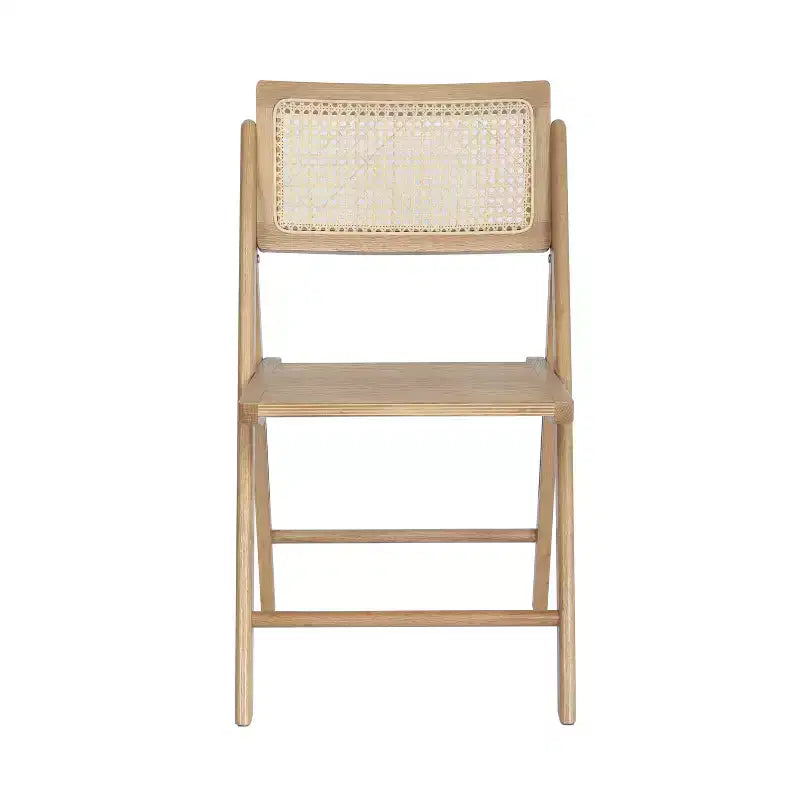 Flash Furniture Galene Set of 2 Cane Rattan Folding Chairs with Solid Wood Frame and Seat and Ventilated Back, Perfect for Events or Additional Seating